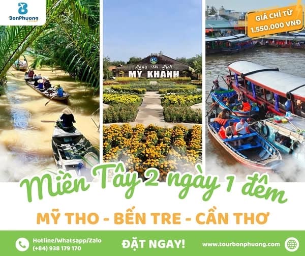 Tour Miền Tây 2n1đ | Cồn Lân | Cồn Phụng | Chợ Nổi Cái Răng | Khu Du Lịch Mỹ Khánh | Khởi Hành Từ Sài Gòn | Giá Chỉ Từ 1.550.000 Vnđ